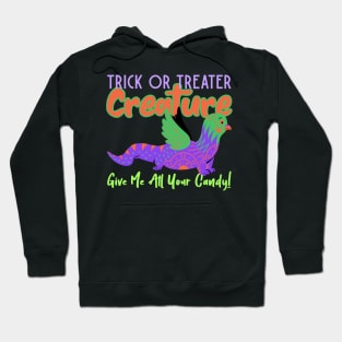 ”Trick Or Treater Creature- Give Me All Your Candy!” Colorful Creature With Wings Hoodie